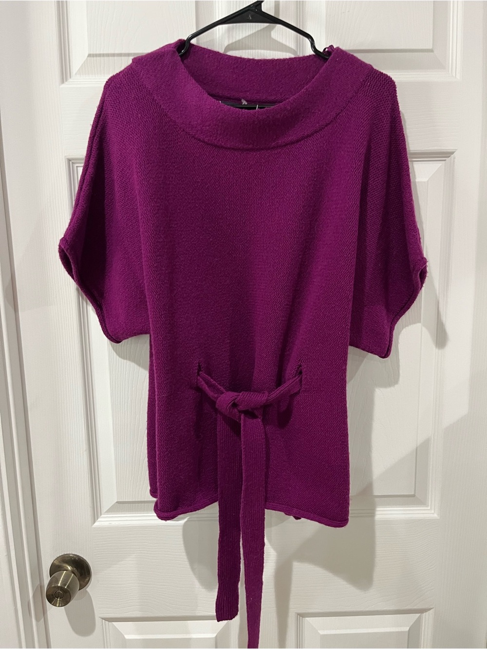 NWT Anne Klein SzPL Boysenberry Wool Blend Belted Women's Sweater